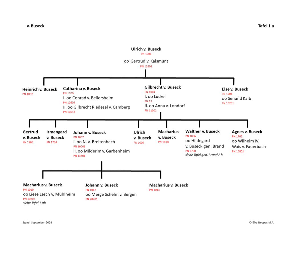 Stammtafel v. Buseck, Tafel 1 a